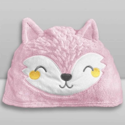 Toalha de Banho Baby Raposa Rosa Laço Bebê
