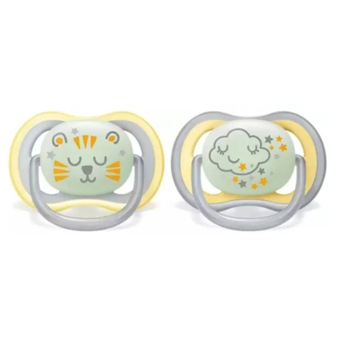 Chupeta Ultra Air Noturna Dupla Brilha no Escuro Avent 18m+