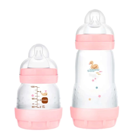 Kit Mamadeira MAM Easy Start Anticolica 130ml + 260ml Rosa