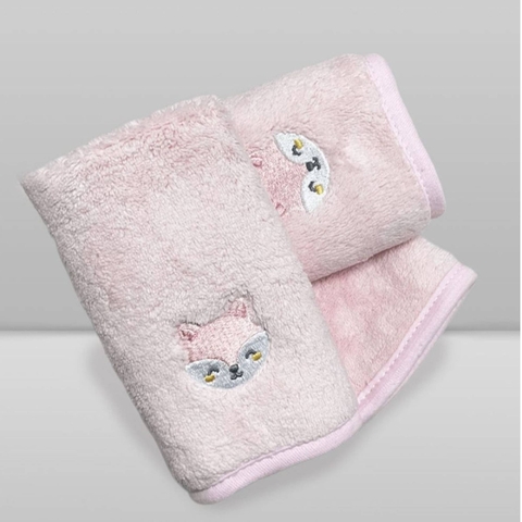 Kit Paninho de Boca Raposa Rosa Laço Bebê