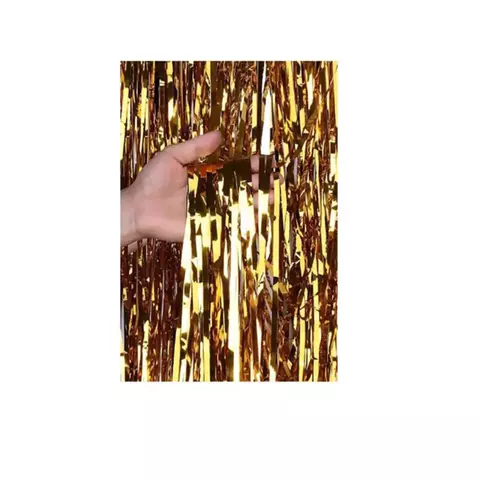 Cortina Tiras Metálicas para Adornar Fiesta Dorada - comprar en línea