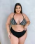 Biquíni Plus Size Cortininha - Listrado Preto e Branco