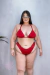 Biquíni Plus Size Cortininha e Calcinha Fio - Vermelho na internet