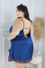 Camisola em Cetim Plus Size Arrepio Azul - comprar online