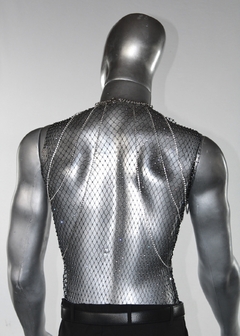 Imagem do Blusa de Brilhantes com Colar de Cristais e Body Chain de Strass + Broche