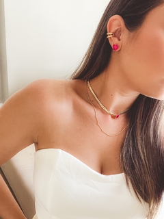 Conjunto Coração Rosa Fúcsia