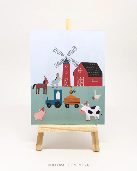 Quadrinho de Mesa com Cavalete no Tema Fazendinha