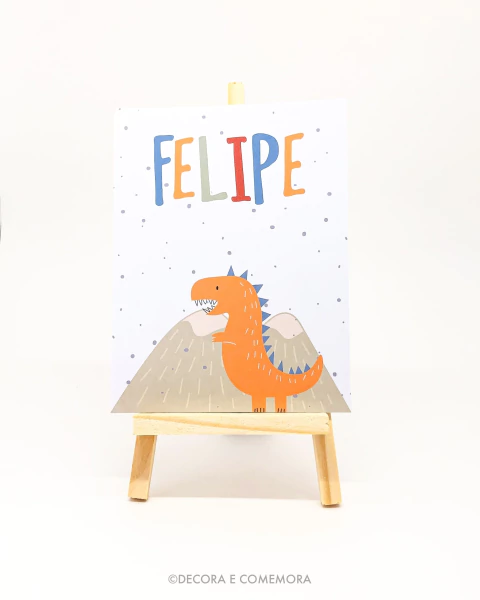 Quadrinho de Mesa com Cavalete no Tema Dinossauro