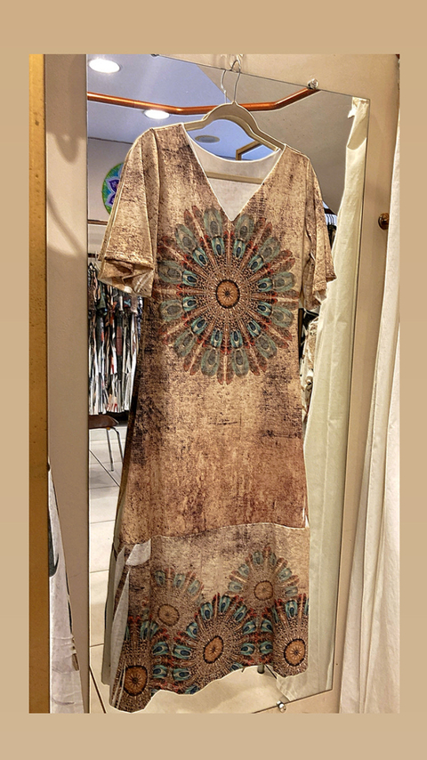 Vestido Mid mandala dourada