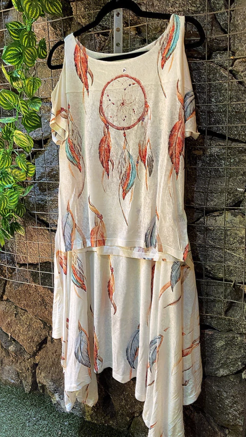 Conjunto de saia de pontas e blusa cigana