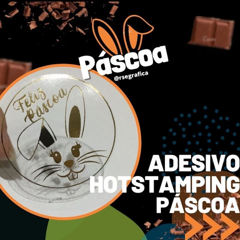 Adesivos 4cm Páscoa coelho em hotstamping - 50 unid