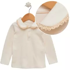Remera con cuellito y puntillas - comprar online