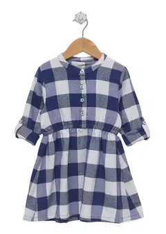 Vestido camisero cuadros azules - comprar online