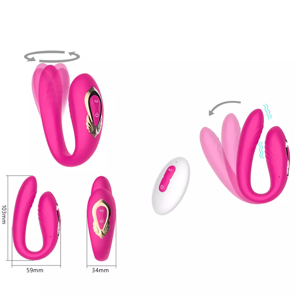 Vibrador de Parejas Rotativo con Control