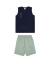Conjunto Regata Menino Malha Penteada e Moletom Geométrico Mescla Alakazoo - comprar online