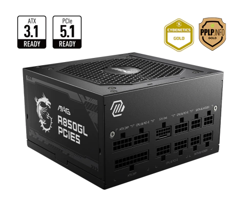 FUENTE MSI MAG A850GL 850W 80 PLUS GOLD FULL MODULAR PCIE 5.1 / ATX 3.1
