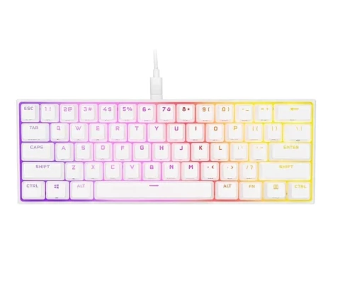 TECLADO CORSAIR K65 RGB MINI 60% MECANICO CHERRY MX SPEED WHITE