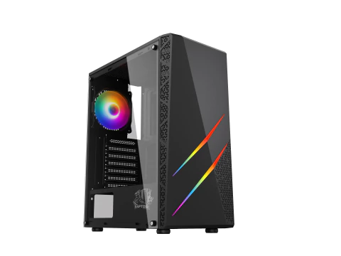 GABINETE RAPTOR BLAZE FORCE TG MID-TOWER RGB FAN X1 W/BUTTON CONTROL