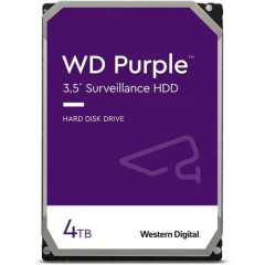 Disco duro interno HDD Western Digital Purple de 4TB, formato de 3.5", ideal para sistemas de vigilancia.