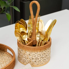 Porta Talheres Redondo de Rattan - comprar online