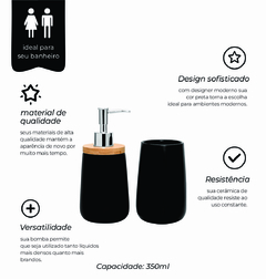Kit Banheiro Cerâmica com Bambu | Preto na internet