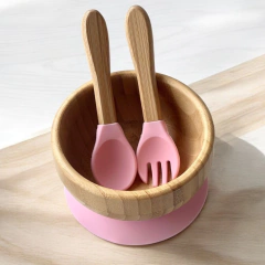 Conjunto Bowl + Talheres Infantis | Rosa - comprar online