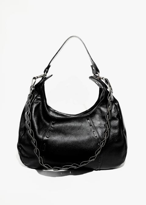 Bolsa Hobo Trançada Preta