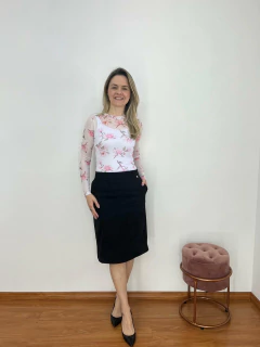 Imagem do Blusa Tule Estampado Manga Longa