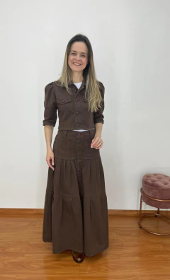 Saia Caroline - Marrom - Sodeci Moda