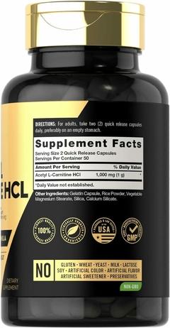 Acetyl L-carnitine HCL 1000 Mg X 100 Caps. | Carlyle Usa - comprar online