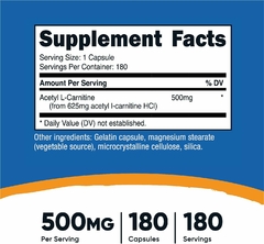 Acetyl L-carnitine 500Mg X 180 Caps. | NutriCost Usa - comprar online