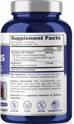 Astragalus Root 6000 Mg X 200 Caps | Astragalo | NusaPure - comprar online