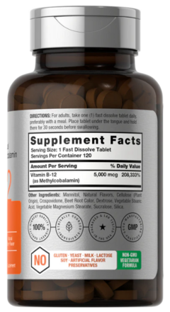 Vitamina B12 (sublingual) 5000 Mcg X 120 Caps - Horbaach - comprar online