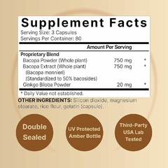 Bacopa Monnieri + Ginkgo Biloba - 1500mg x 240 Capsulas - NatureBell - comprar online