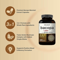 Bacopa Monnieri + Ginkgo Biloba - 1500mg x 240 Capsulas - NatureBell en internet