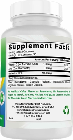 Berberina HCL 1000mg | 60 Capsulas - Best Naturals - comprar online