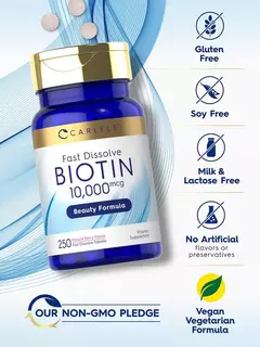 Biotin Max 10,000 Mcg - 250 Tabletas | Carlyle - HealthCabin Suplementos Argentina