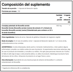 Boswellia Serrata 800mg x 150 Capsulas - Piping Rock - comprar online