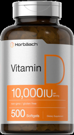 Vitamina D3 250 Mcg (10000 Iu) X 500 Softgels | Horbaach USA