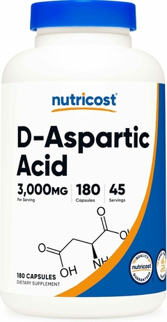 Acido D-Aspartico 3000 (por porcion) mg x 180 Capsulas - NutriCost