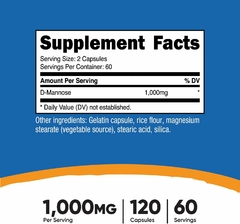 D-mannose 1000mg 120 Capsulas | Nutricost Usa | D-Manosa - comprar online