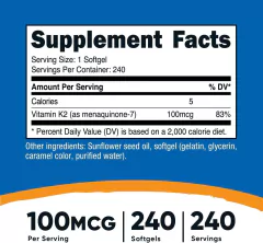 Vitamina K2 100 Mcg Mk-7 X 240 Caps - Nutricost - comprar online