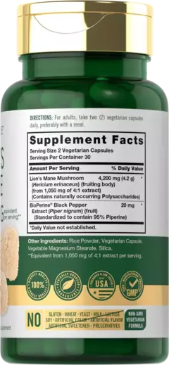 Lions Mane Mushroom 4200 Mg X 60 Capsulas - Carlyle - Melena de Leon - comprar online