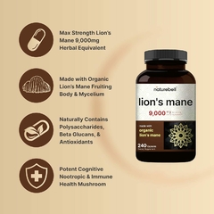 Lions Mane Mushroom 9000Mg X 240 Capsulas - NatureBell- Melena de Leon en internet