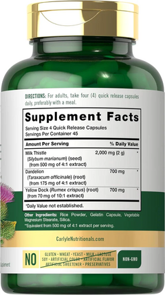Cardo Mariano - Milk Thistle 2000mg x 180 Capsulas | Carlyle - comprar online