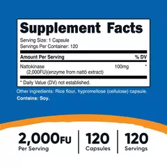 Nattokinasa 2000 Fus (100mg) X 120 Capsulas | Nattokinase NutriCost - HealthCabin Suplementos Argentina