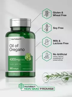 Oil Of Oregano 4000 Mg X 300 Softgels - Horbaach - Aceite de oregano en internet