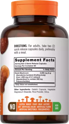 Reishi Mushroom Extract - Hongo Reishi 5000 Mg 100 Capsulas - Carlyle - comprar online