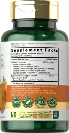 Turmeric Curcumin Complex 3000 Mg X 90 Capsulas - Carlyle - comprar online