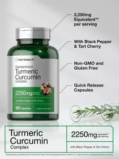 Turmeric Curcumin C/ Bioperine 2250mg x 180 Caps. - Horbaach - HealthCabin Suplementos Argentina